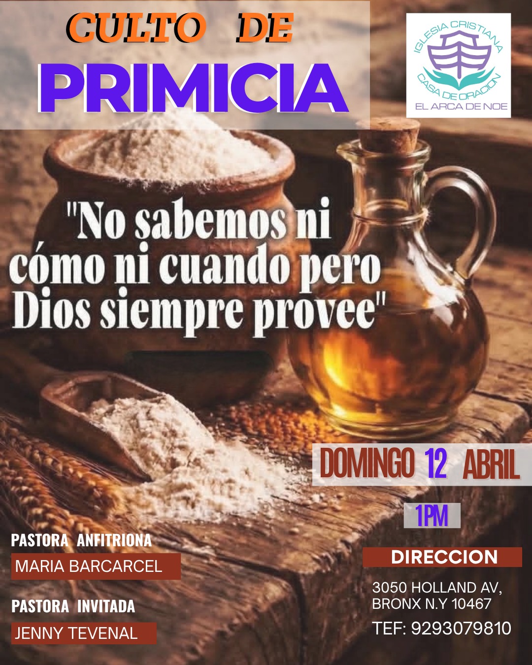 Flyer Culto de Primicia
